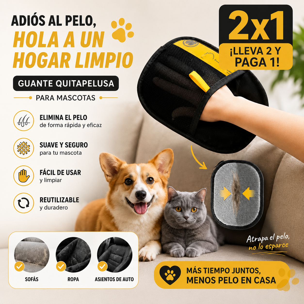 2x1 Guantes Removedores de Pelos Originales