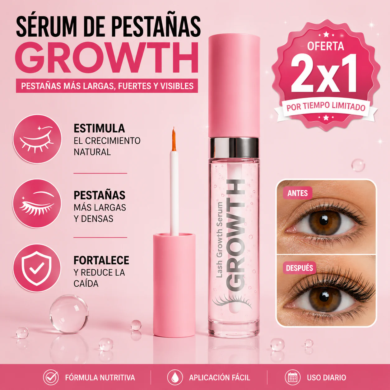 2x1 Sérum de Pestañas Growth I Pestañas Más Largas
